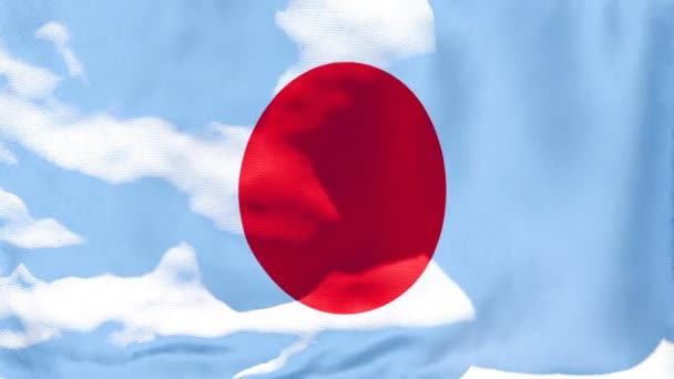 Η εθνική σημαία της Ιαπωνίας κυματίζει στον άνεμο — Αρχείο Βίντεο