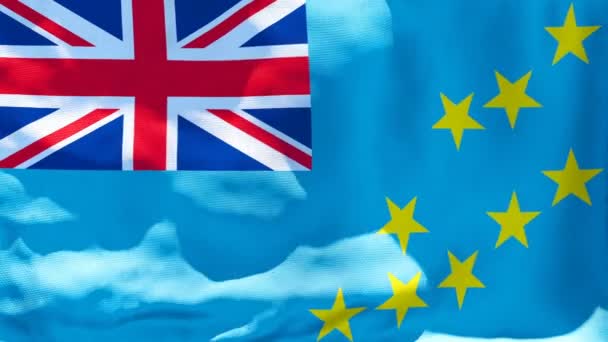 La bandera nacional de Tuvalu ondea en el viento — Vídeo de stock