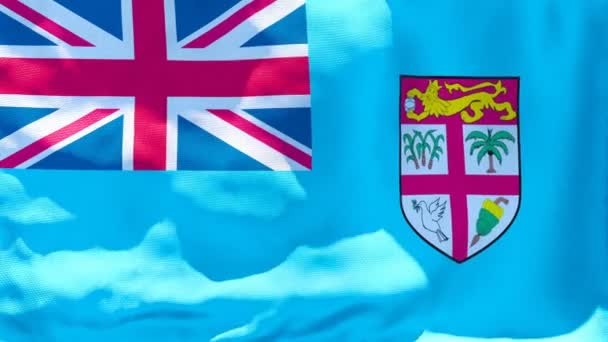 Národní vlajka Fidži vlaje ve větru — Stock video