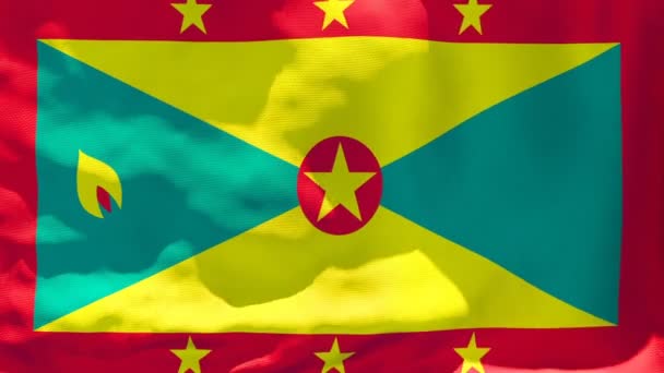 Grenadas flagga fladdrar i vinden — Stockvideo