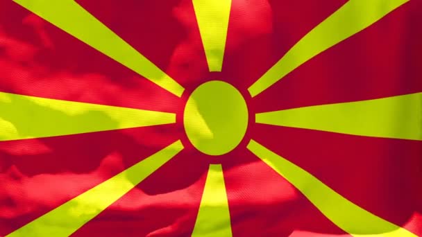 La bandiera nazionale di Macedonia sventola nel vento — Video Stock