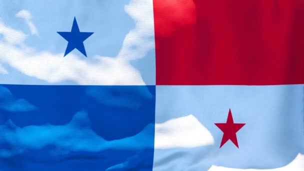 Η εθνική σημαία του Παναμά κυματίζει στον άνεμο — Αρχείο Βίντεο