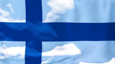 Finlandiya 'nın ulusal bayrağı rüzgarda dalgalanıyor