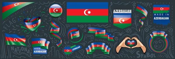 Векторний набір національного прапора Азербайджану в різних творчих проектах. — стоковий вектор