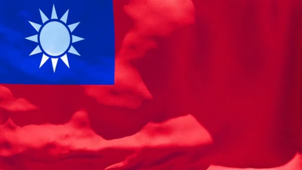 Die Nationalflagge Taiwans flattert im Wind — Stockvideo