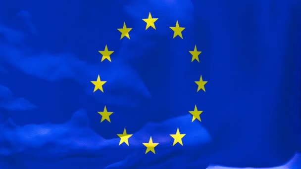 Флаг Европейского Союза развевается на ветру — стоковое видео