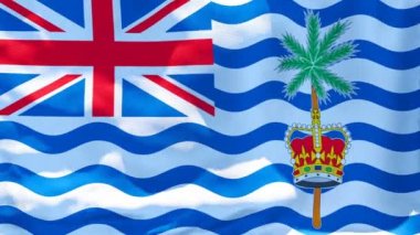 İngiliz Hint Okyanusu 'nun ulusal bayrağı rüzgarda dalgalanıyor.