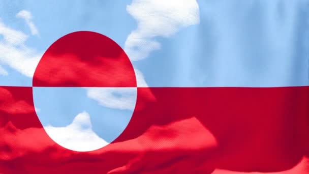 Bendera nasional Greenland berkibar-kibar dalam angin — Stok Video