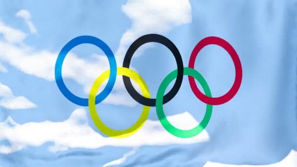 Flagge des Internationalen Olympischen Komitees (IOC) weht im Wind — Stockvideo