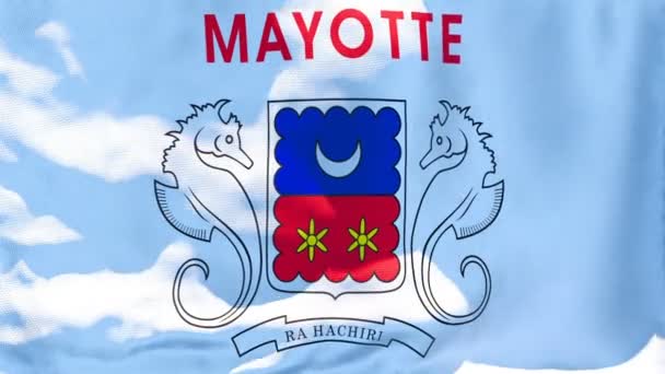 La bandera nacional de Mayotte ondea en el viento — Vídeos de Stock