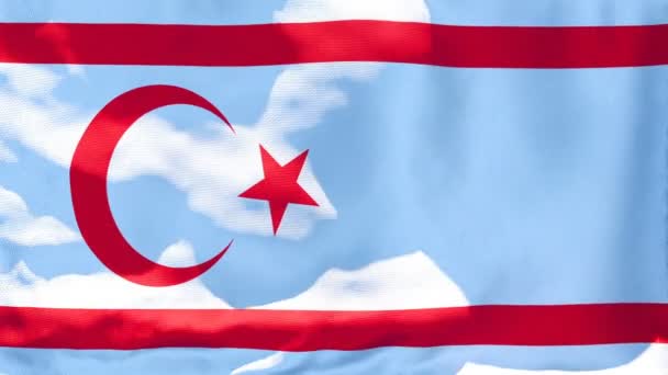 Den nationella flaggan för norra Cypern fladdrar i vinden — Stockvideo