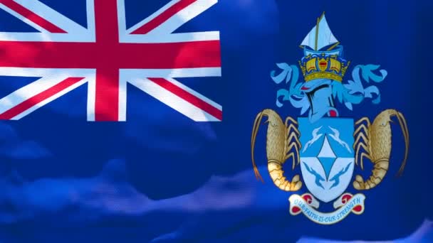 De nationale vlag van Tristan da Cunha wappert in de wind — Stockvideo