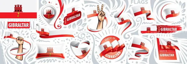 Vector set van de nationale vlag van Gibraltar in diverse creatieve ontwerpen — Stockvector