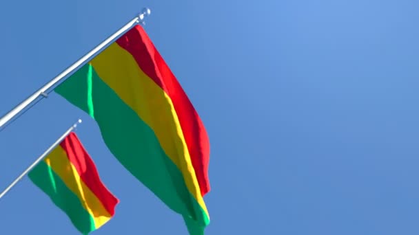 De nationale vlag van Bolivia wappert in de wind — Stockvideo