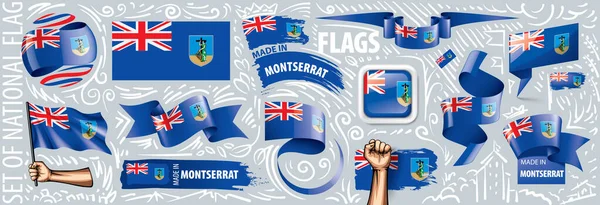 Conjunto vectorial de la bandera nacional de Montserrat en varios diseños creativos — Vector de stock