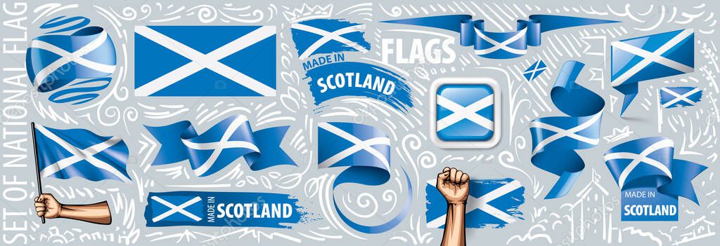 Vector set of the national flag of Scotland in various creative designs