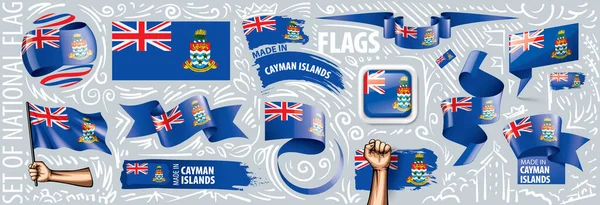 Conjunto vectorial de la bandera nacional de las Islas Caimán en varios diseños creativos — Vector de stock