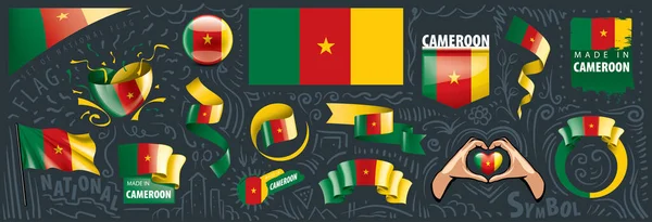 Векторний набір національного прапора Камеруну в різних творчих проектах. — стоковий вектор