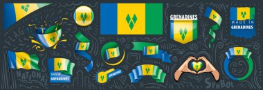 Saint Vincent ve Grenadines 'in ulusal bayrağının vektör seti