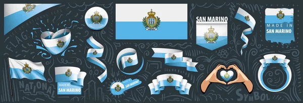 Vector set of the national flag of San Marino in various creative designs — Stock Vector