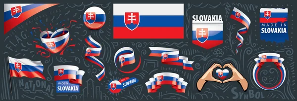 Conjunto vetorial da bandeira nacional da Eslováquia em vários desenhos criativos —  Vetores de Stock