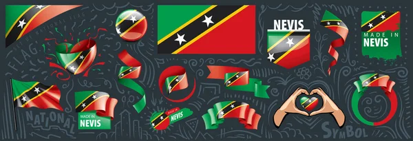 Vector set of the national flag of Saint Kitts and Nevis — стоковий вектор
