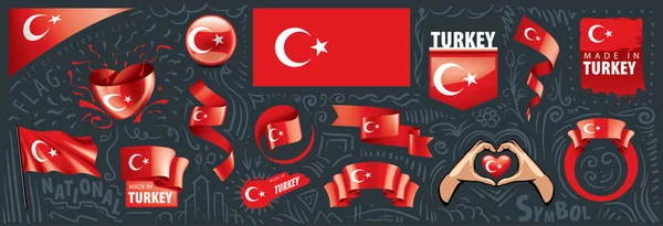Vektorová sada turecké národní vlajky v různých kreativních návrzích — Stockový vektor