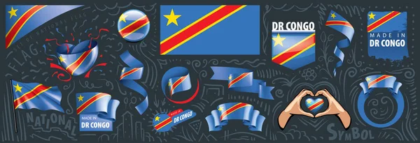 Vectorset van de nationale vlag van de Democratische Republiek Congo — Stockvector