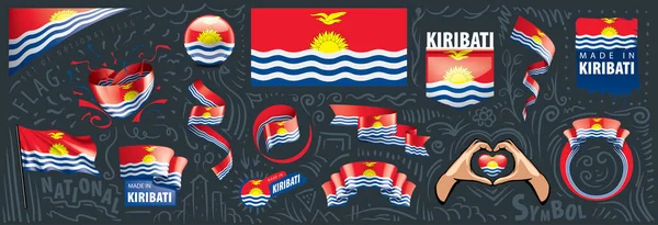 Conjunto vectorial de la bandera nacional de Kiribati en varios diseños creativos — Vector de stock
