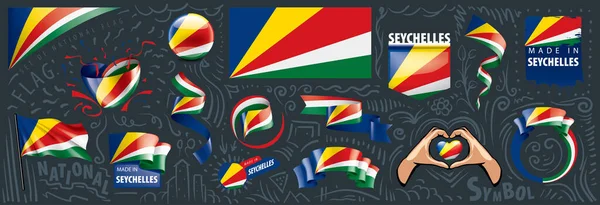 Vektorová sada národní vlajky Seychel v různých kreativních návrzích — Stockový vektor