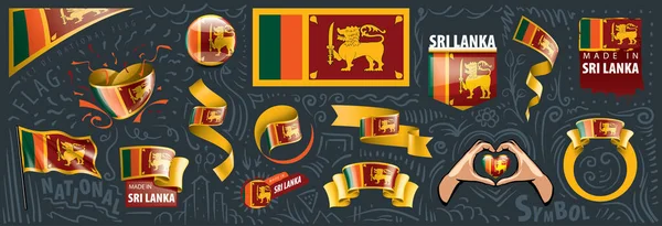 Conjunto vectorial de la bandera nacional de Sri Lanka en varios diseños creativos — Vector de stock