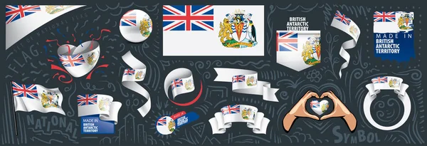Conjunto vectorial de la bandera nacional del Territorio Antártico Británico — Vector de stock
