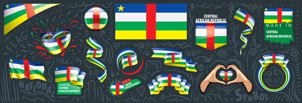 Векторный набор государственного флага Центральноафриканской Республики — стоковый вектор