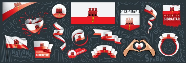 Conjunto vectorial de la bandera nacional de Gibraltar en varios diseños creativos — Vector de stock