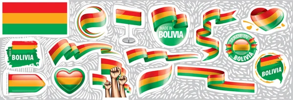 Vector set of the national flag of Bolivia in various creative designs — Stock Vector