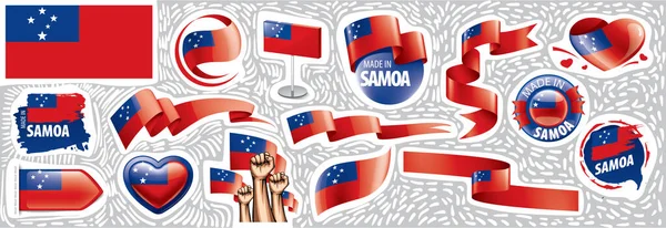 Vector set van de nationale vlag van Samoa in diverse creatieve ontwerpen — Stockvector