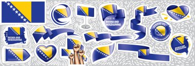 Bosna-Hersek ulusal bayrağının vektör seti