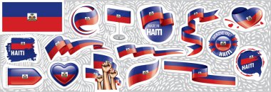 Haiti 'nin ulusal bayrağının çeşitli yaratıcı tasarımlarındaki vektör kümesi