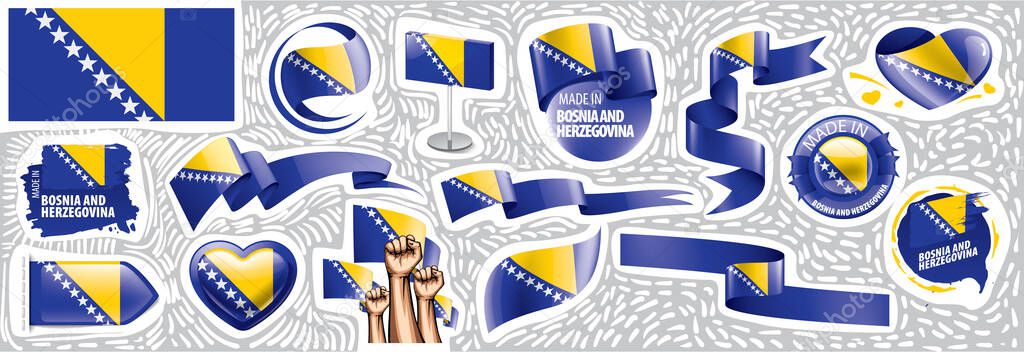 Vector set of the national flag of Bosnia and Herzegovina