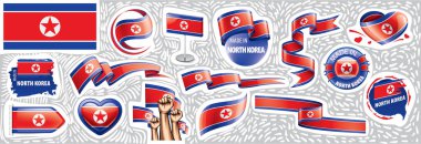 Kuzey Kore 'nin çeşitli yaratıcı tasarımlarında ulusal bayrağın vektör seti