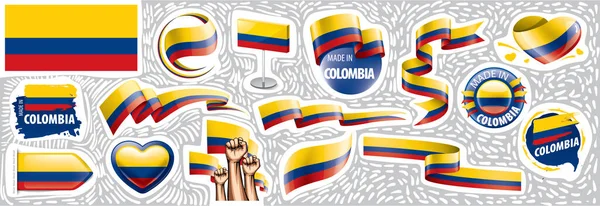 Conjunto vectorial de la bandera nacional de Colombia en varios diseños creativos — Vector de stock