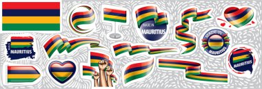 Mauritius 'un ulusal bayrağının çeşitli yaratıcı tasarımlarındaki vektör kümesi
