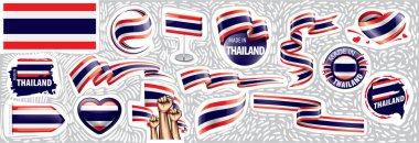 Çeşitli yaratıcı tasarımlarda Tayland ulusal bayrağının vektör kümesi