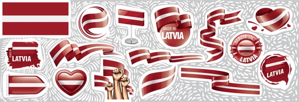 Vector set of the national flag of Latvia in various creative designs — Stock Vector