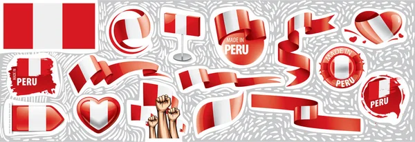 Wektor zestaw flagi narodowej Peru w różnych projektach twórczych — Wektor stockowy