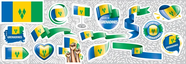 Saint Vincent ve Grenadines 'in ulusal bayrağının vektör seti