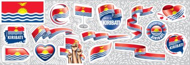 Çeşitli yaratıcı tasarımlarda Kiribati ulusal bayrağının vektör kümesi