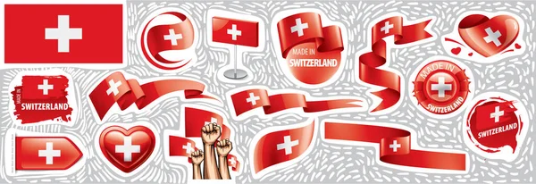 各种创意设计中的瑞士国旗矢量集 — 图库矢量图片