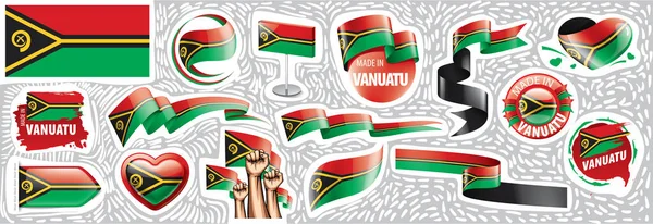 Vektor-Set der Nationalflagge Vanuatus in verschiedenen kreativen Designs — Stockvektor