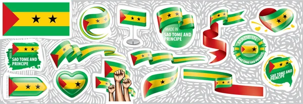 Ensemble vectoriel du drapeau national de Sao Tomé-et-Principe — Image vectorielle